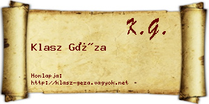 Klasz Géza névjegykártya